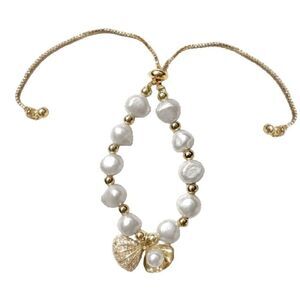Faux Pearl Shell Slider Bracelet
